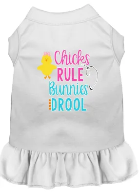 Chicks Rule Screen Print Dog Dress White Xs (8)