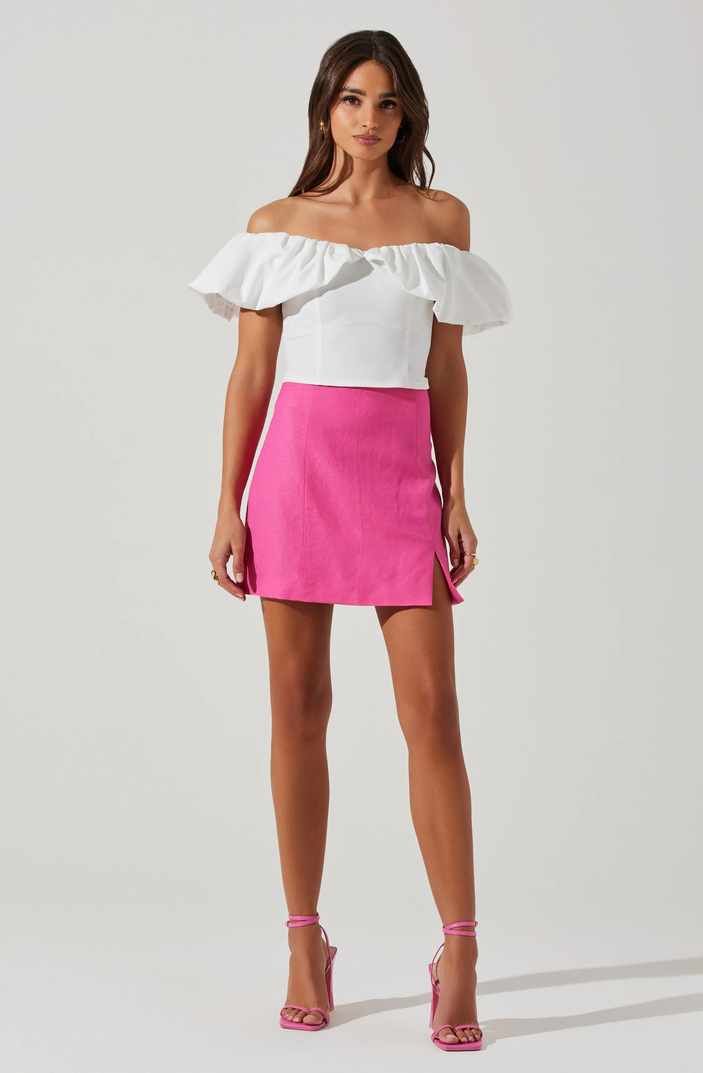 Off-Shoulder Claribelle Top with Ruffle Hem Detail