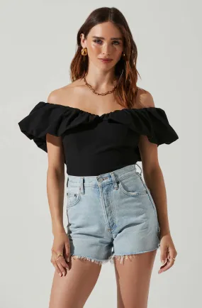 Off-Shoulder Claribelle Top with Ruffle Hem Detail