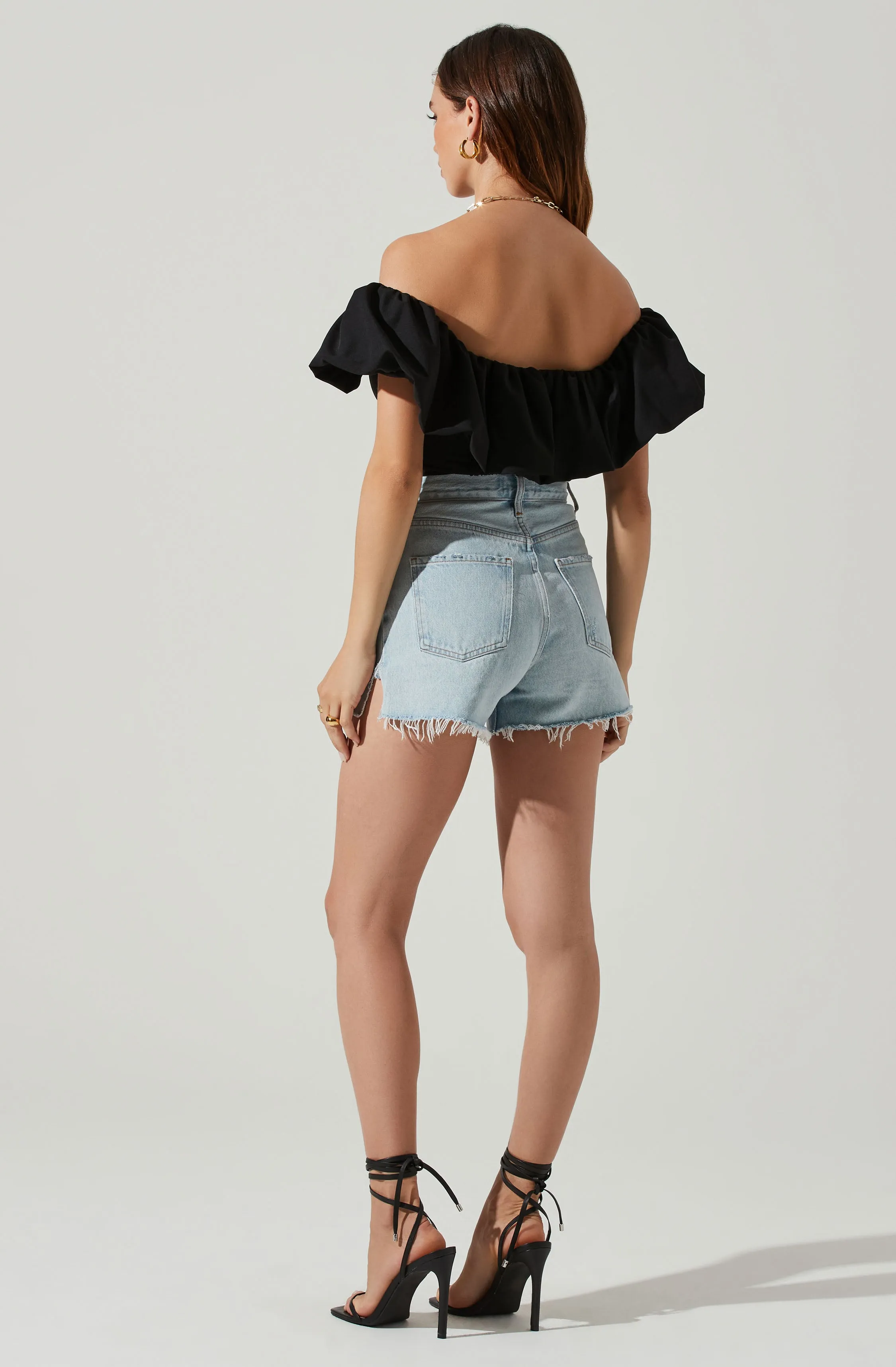 Off-Shoulder Claribelle Top with Ruffle Hem Detail