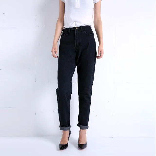 Free shipping 2017 New Slim Pencil Pants Vintage High Waist Jeans new womens pants full length pants loose cowboy pants C1332