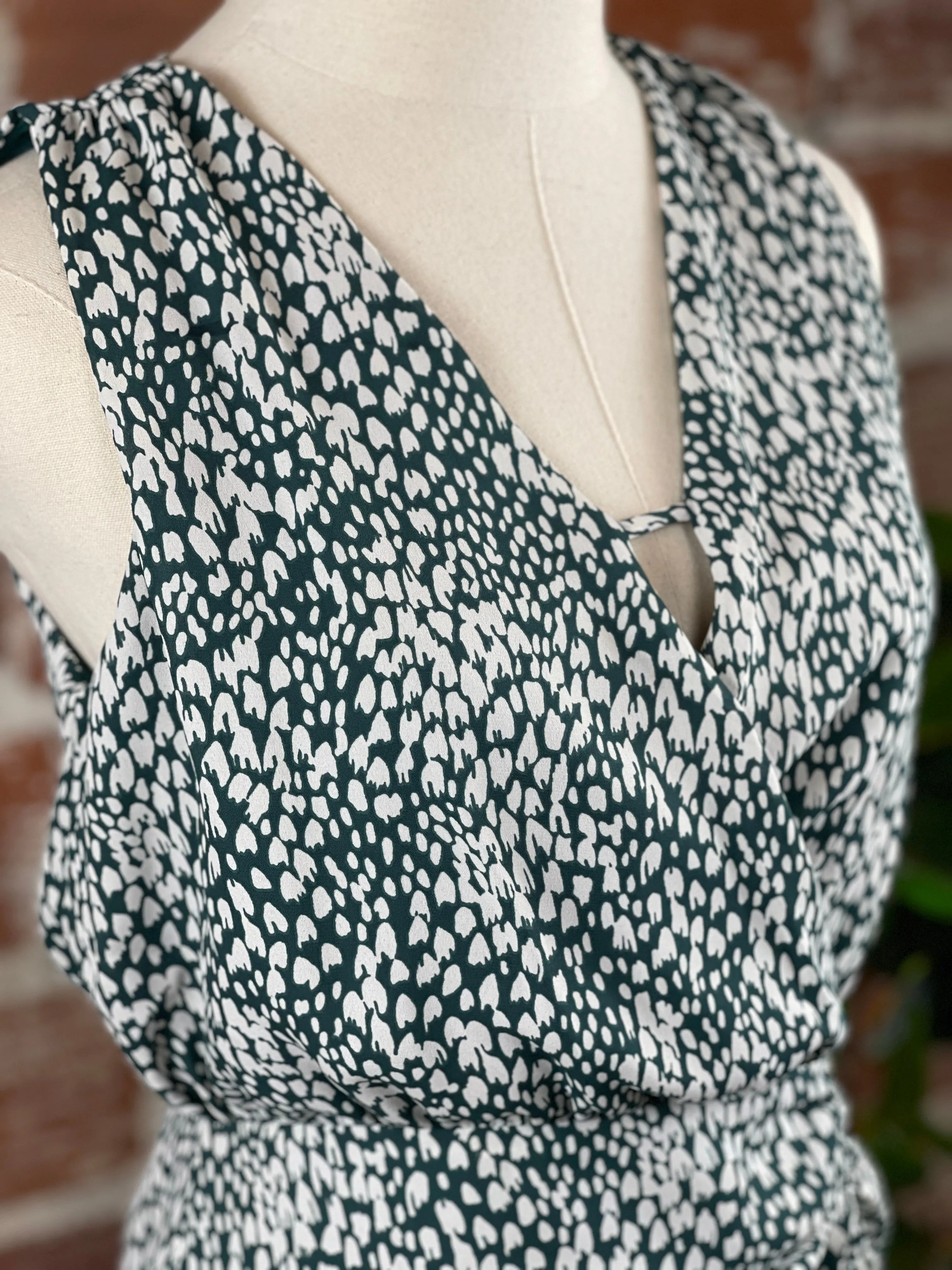 Grace Dress in Green & Ivory