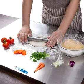 Kitchen mart Counter Top Chopping Board Stainless Steel Worktop Platform Round Edge, Baking, Heavy Extra Large (63 Cm Wide x 47 Cm Deep  25 Mm Bend