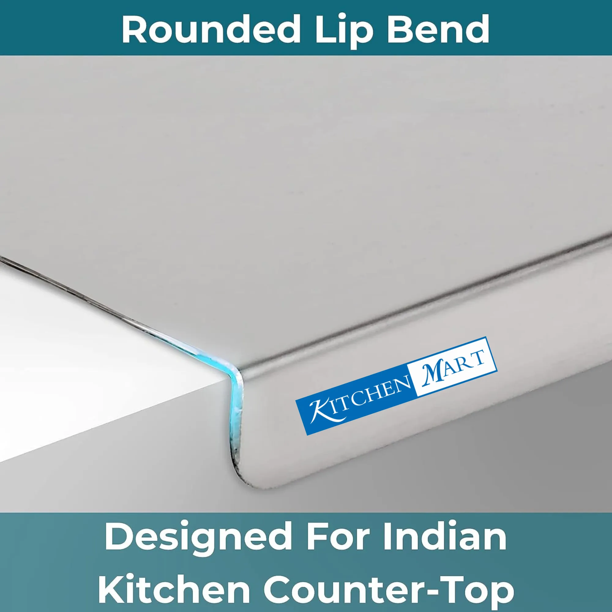 Kitchen mart Counter Top Chopping Board Stainless Steel Worktop Platform Round Edge, Baking, Heavy Extra Large (63 Cm Wide x 47 Cm Deep  25 Mm Bend