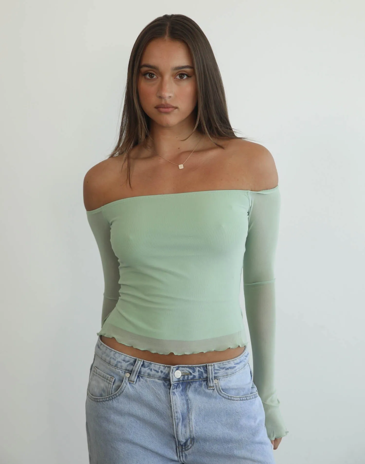 Lottie Mesh Top (Sage)