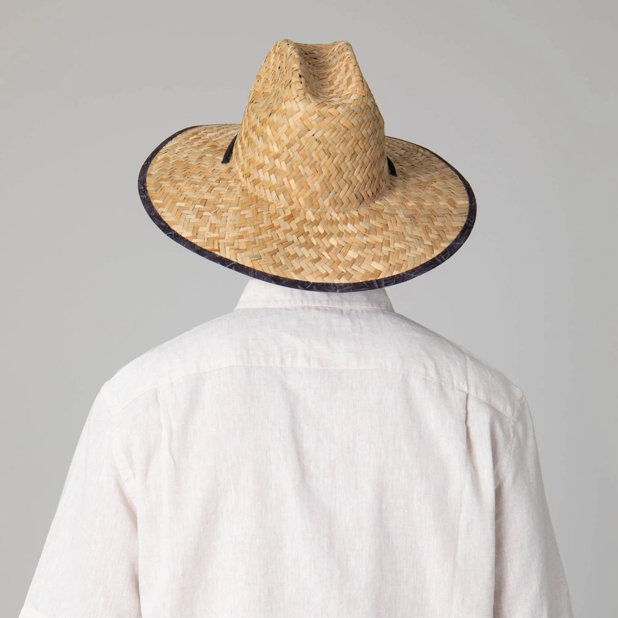 Mens Straw Lifeguard with Tropical Printed Under-brim
