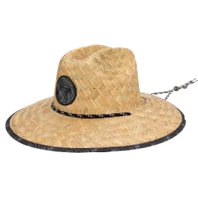 Mens Straw Lifeguard with Tropical Printed Under-brim