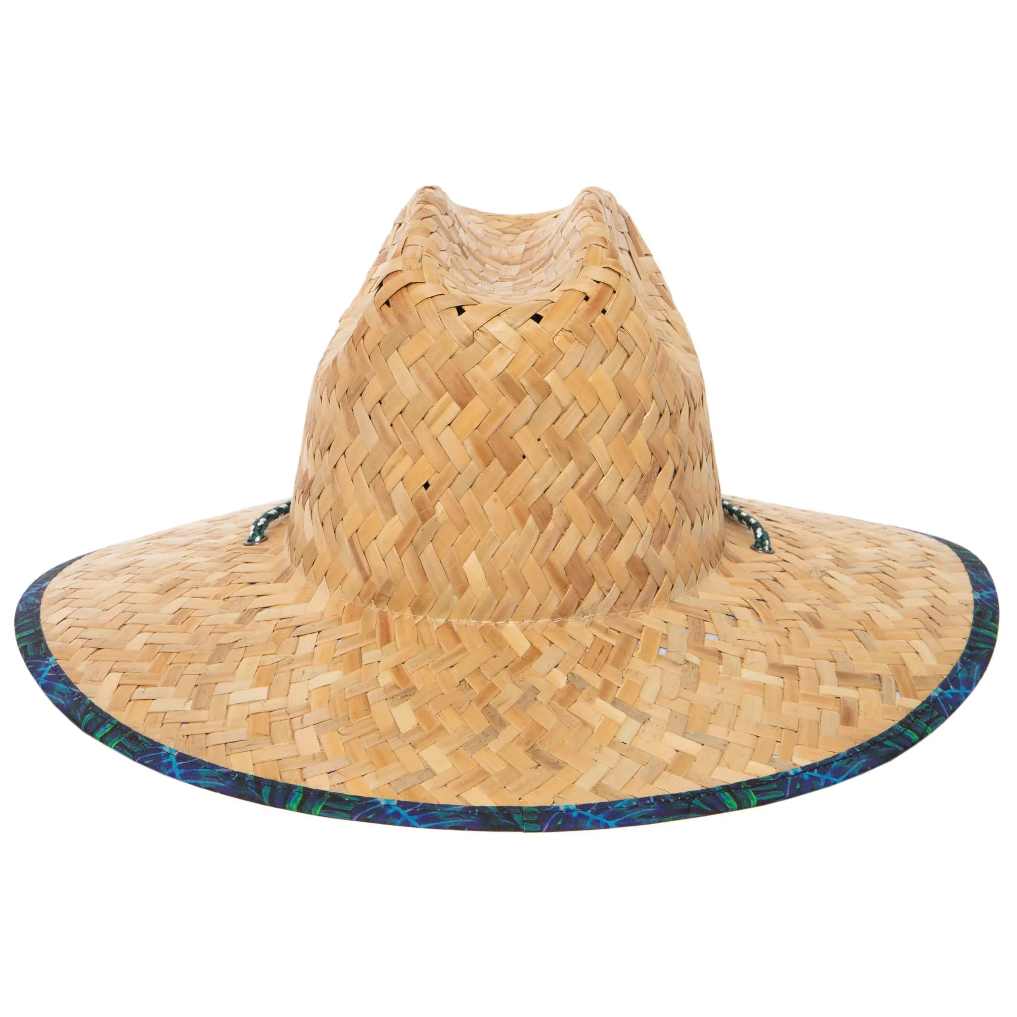 Mens Straw Lifeguard with Tropical Printed Under-brim