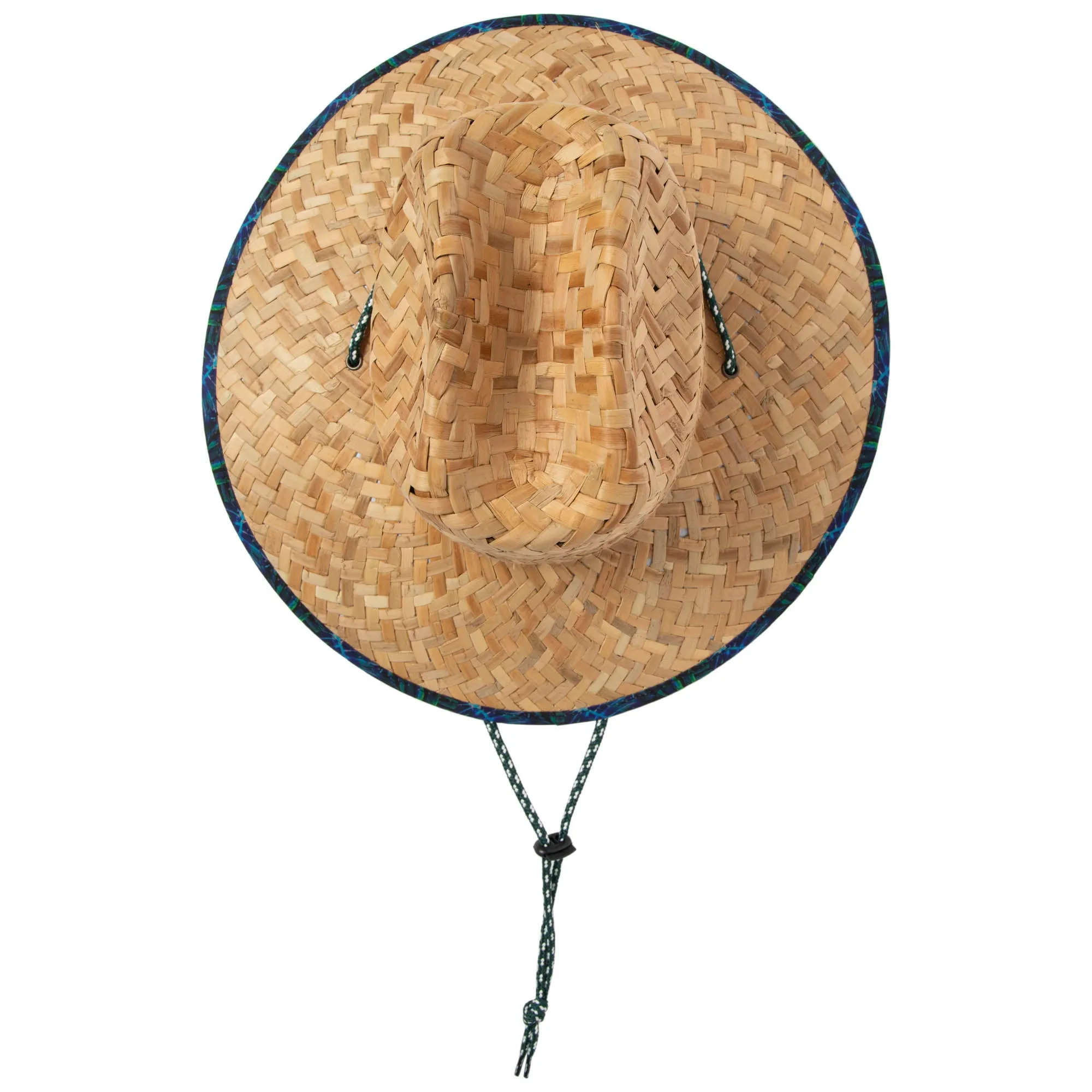 Mens Straw Lifeguard with Tropical Printed Under-brim