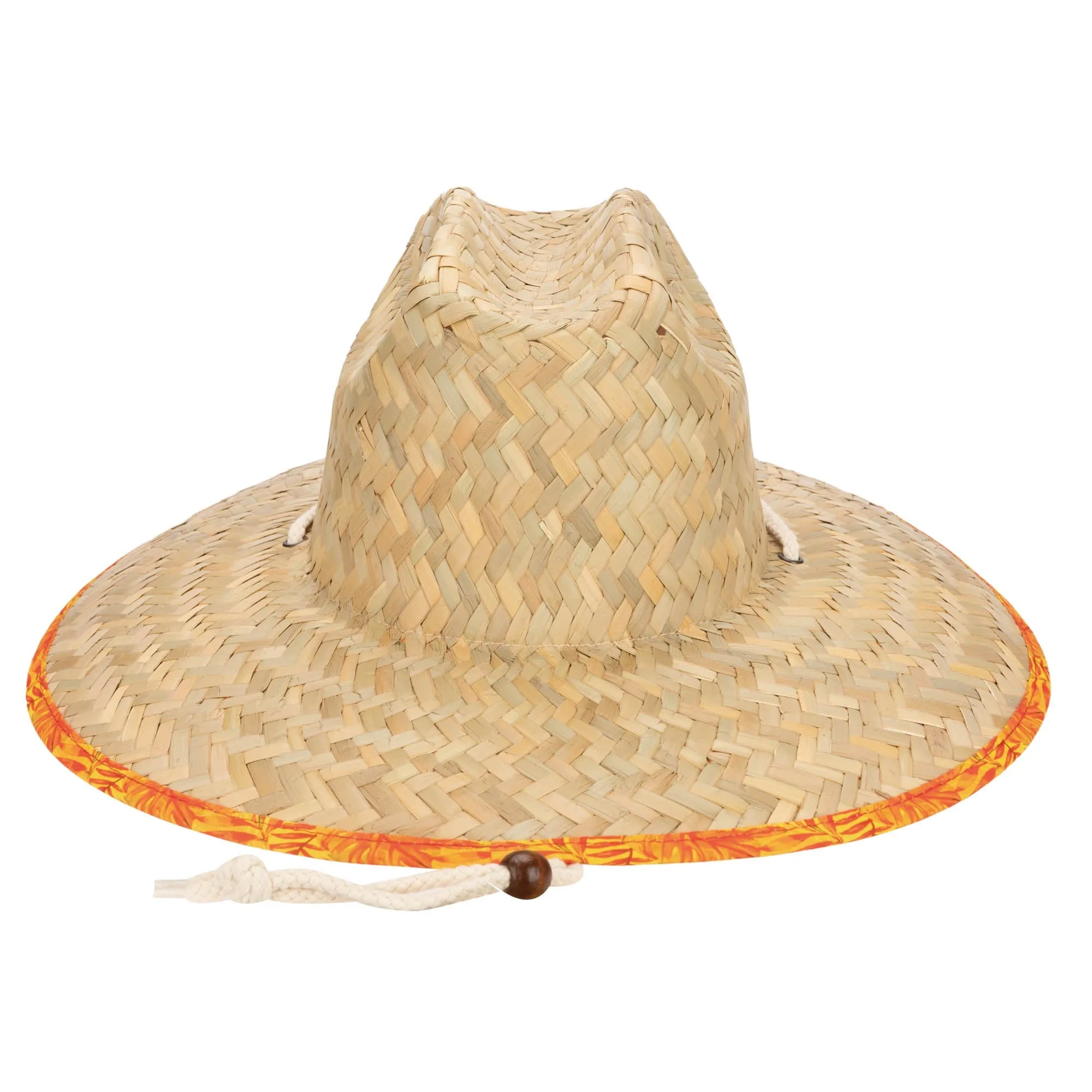 Mens Straw Lifeguard with Tropical Printed Under-brim