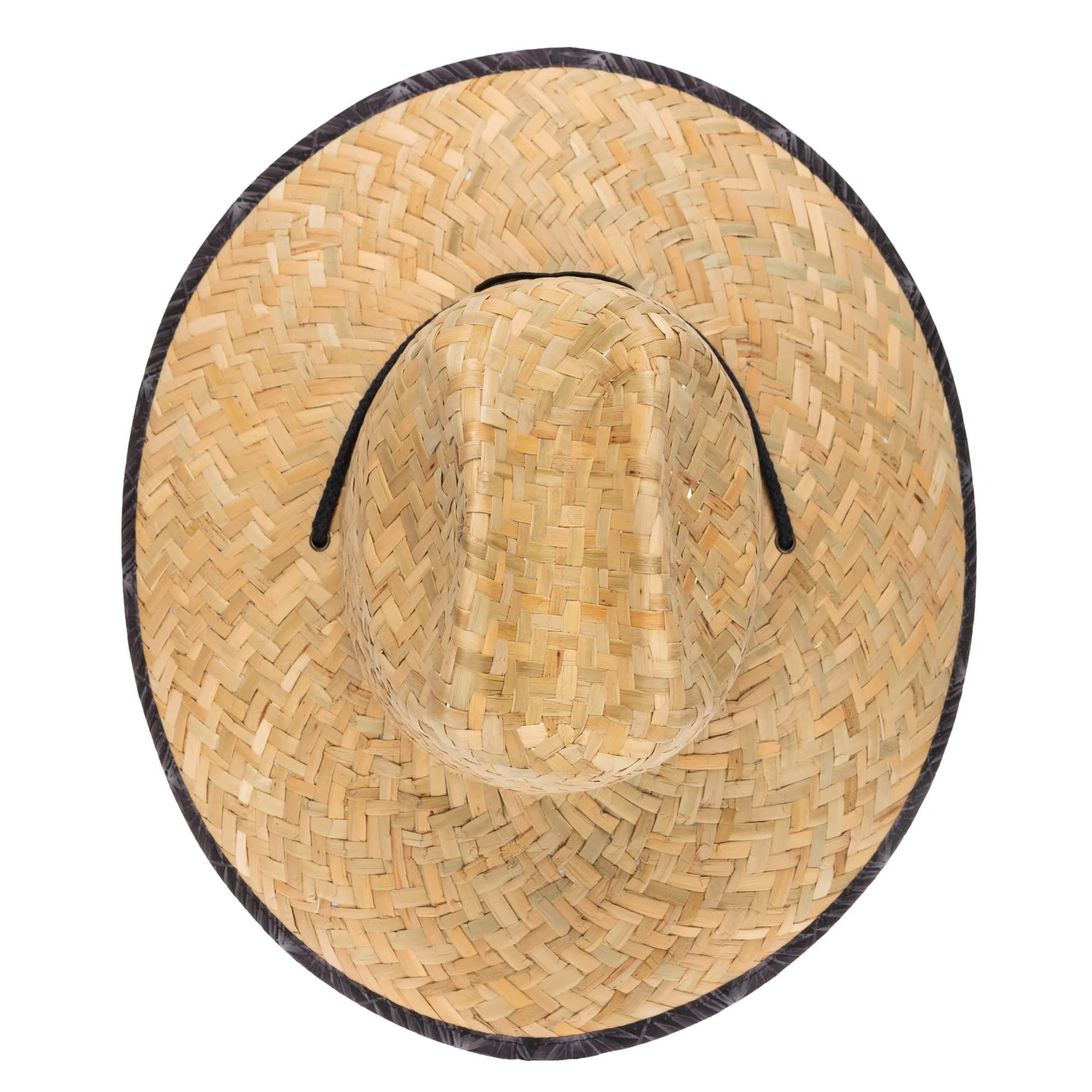 Mens Straw Lifeguard with Tropical Printed Under-brim