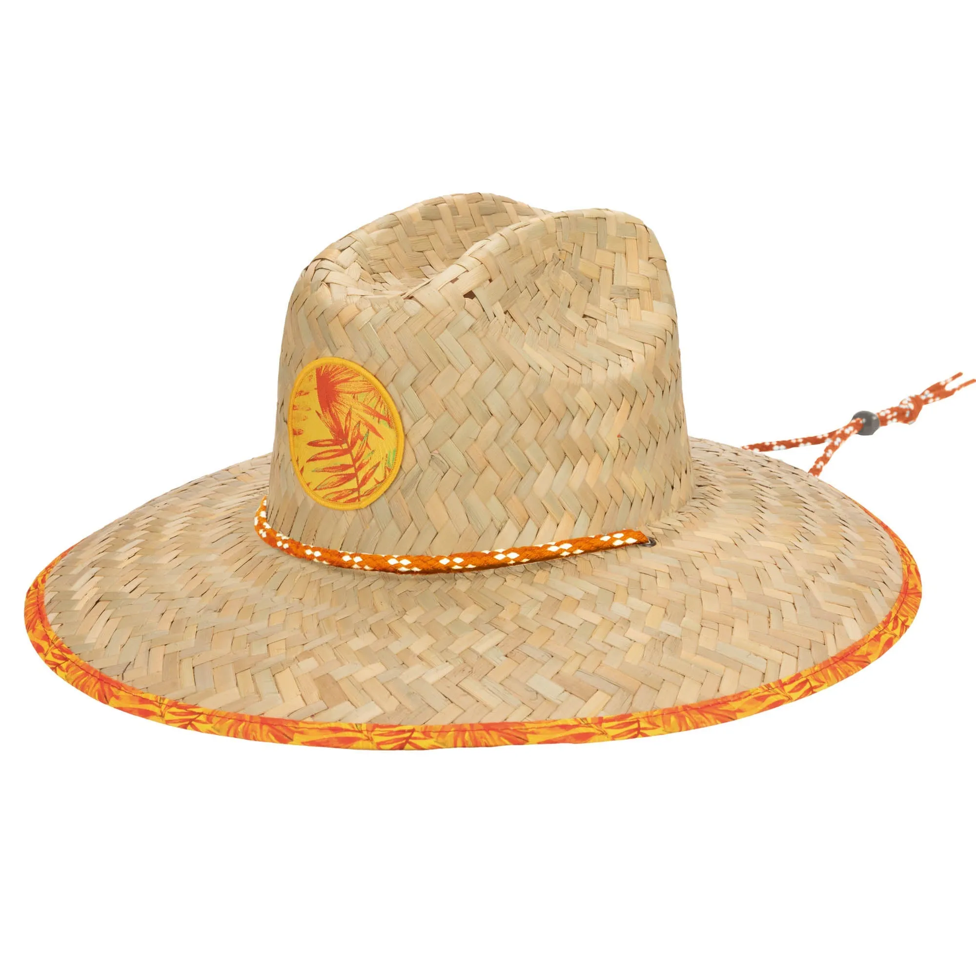 Mens Straw Lifeguard with Tropical Printed Under-brim