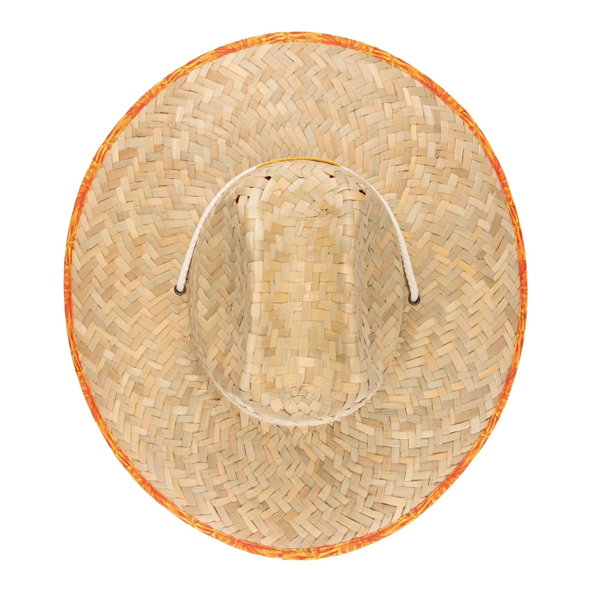 Mens Straw Lifeguard with Tropical Printed Under-brim