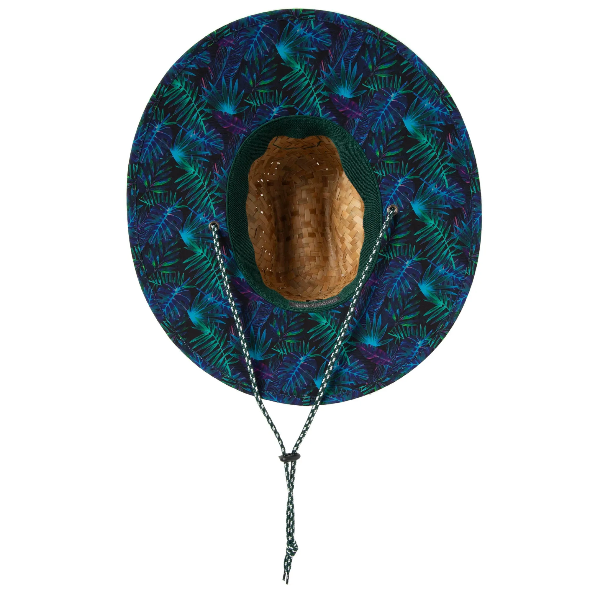 Mens Straw Lifeguard with Tropical Printed Under-brim