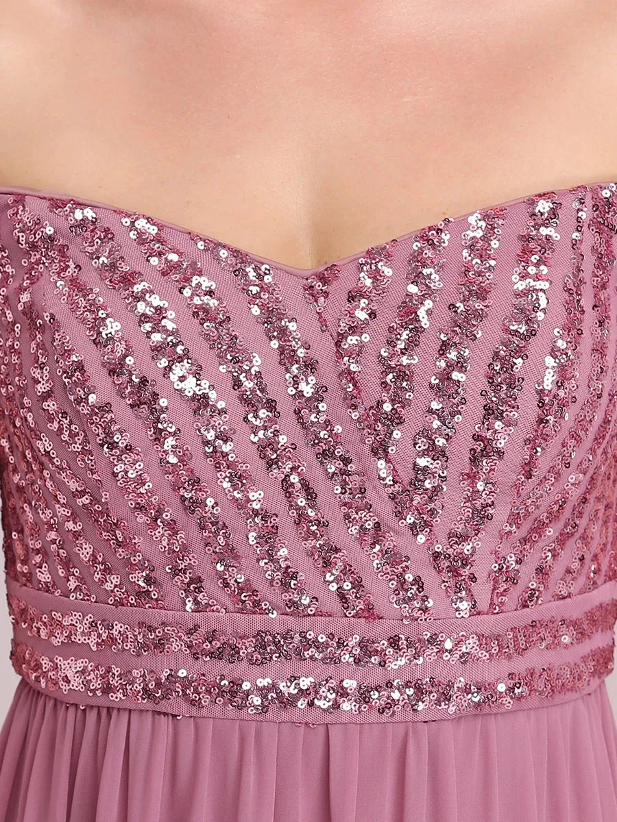 Off-Shoulder Sequinned Top Evening Dress
