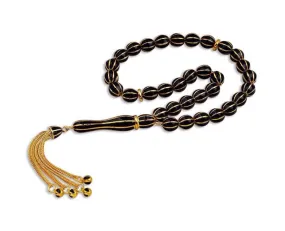 Silver Black Enameled Zircon Stone Tasbeeh