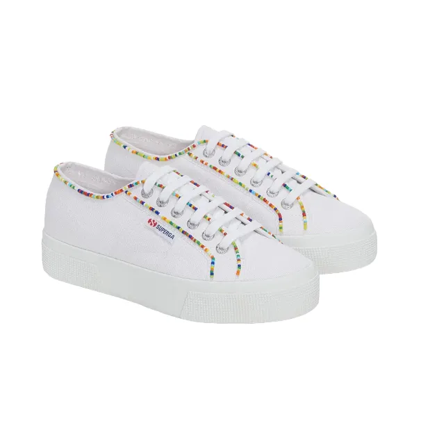 Superga women's sneakers shoe 2740 Multicolor Beads S4131FW ATR white