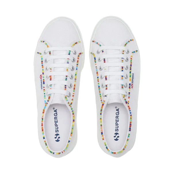 Superga women's sneakers shoe 2740 Multicolor Beads S4131FW ATR white