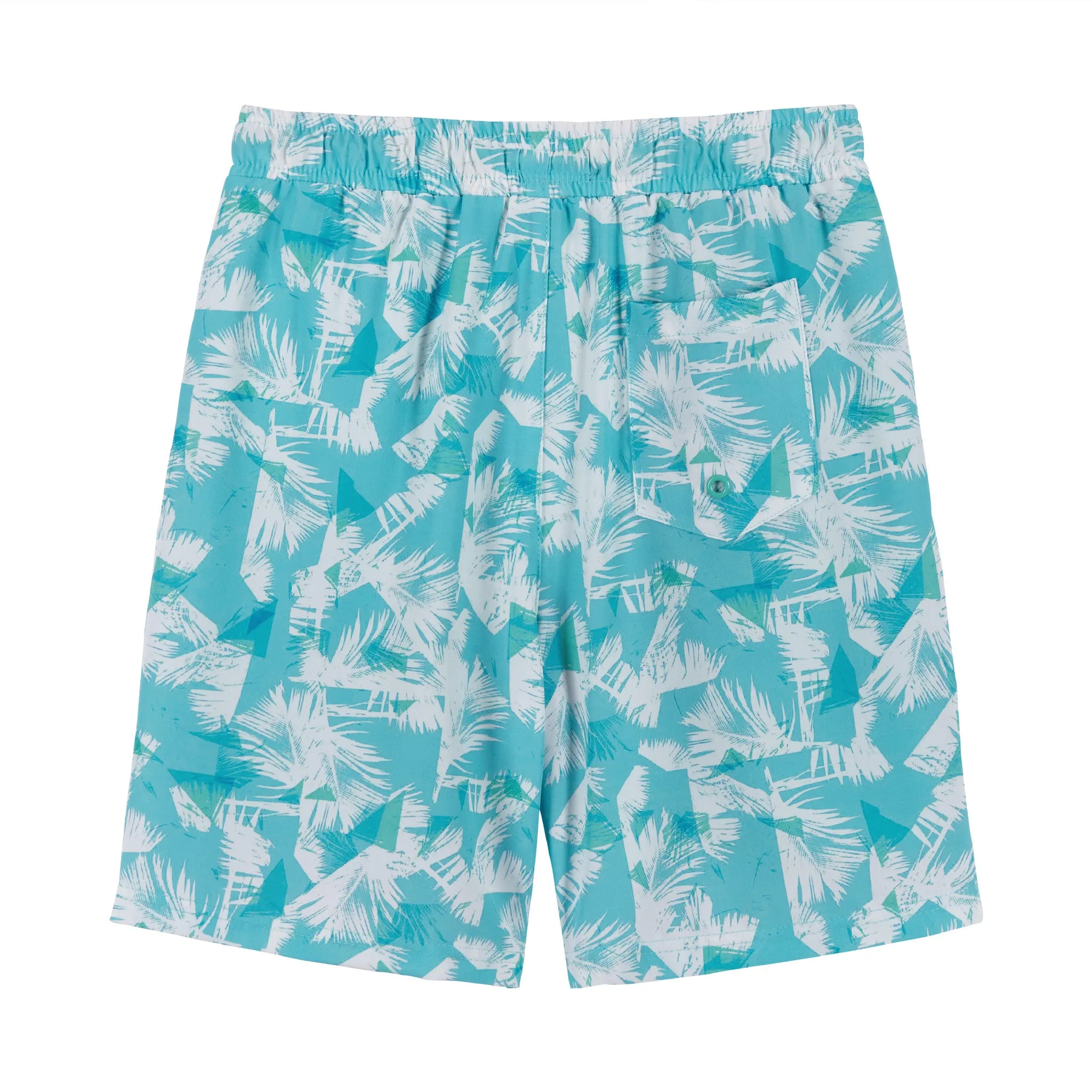 UPF 50  Aqua Palm Tree Print Comfort Lined Board Short (4-7 Years) | Blue