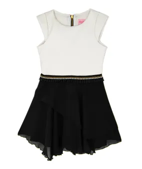 Zoe Ltd. Girls Zelda Black/White Pleather Chiffon Dress