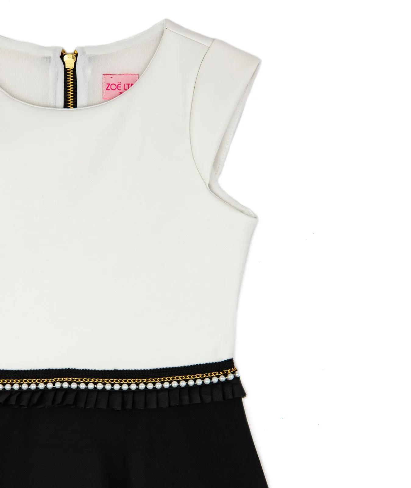 Zoe Ltd. Girls Zelda Black/White Pleather Chiffon Dress